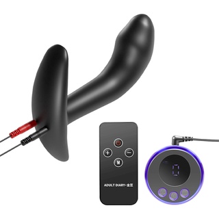 Hrekssi Elektro Schock Silikon Anal Plug Analdilatator mit Fernbedienung Elektrische Stimulation Buttplug Prostata-Massage G-Punkt Stimulator Sex Analdildo SM Extrem Anal Sexspielzeug für Paare,B