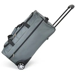 KINSTON Reisetasche, Trolley, 62,5 l – Tasche mit Rollen & Teleskopstange, geräumiges Hauptfach und Seitentasche mit Reißverschluss – Handgepäck, ideal für Reisen und Wochenende – Grau