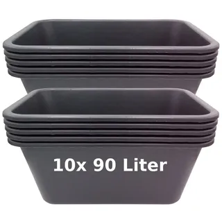 BURI Mörtelkübel Set Pflanzwanne Mörtelkasten Pflanzkübel Zementkübel Maurerkasten, (10-tlg) schwarz