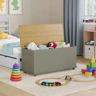 Vida Designs Arlington Spielzeugkiste grau Holz Kinder Aufbewahrungsbox Truhe mit Deckel, Abdeckungen und Decken, Kids Tidy Bin