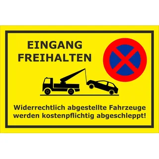 Melis-Folienwerkstatt Parken verboten Schild – Abschleppschild - Eingang freihalten - Gebäude Geschäft – 30x20 cm – Aufkleber – Verschiedene Größen und Materialien