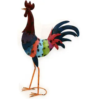 Gall&Zick Dekoration Hahn Bunt Bemalt Garten Deko Tier Henne Huhn Metall Skulptur Figur Design Statue Kunst