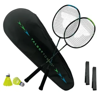 Talbot-Torro Badminton Set Professional I 2 Carbon-Schläger I 2 Federbälle I 2 Griffbänder I Schlägertasche I Leicht & Robust I Für Anfänger & Fortgeschrittene I Outdoor & Indoor