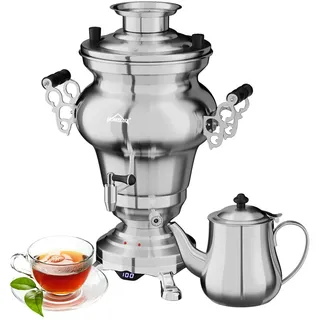 Homelux Samowar Teekocher Edelstahl 1850 Watt Teeautomat Teemaschine mit 1.6L Teekanne, Warmhaltefunktion Eingestellte Temperatur für Gastrobet... - Silber
