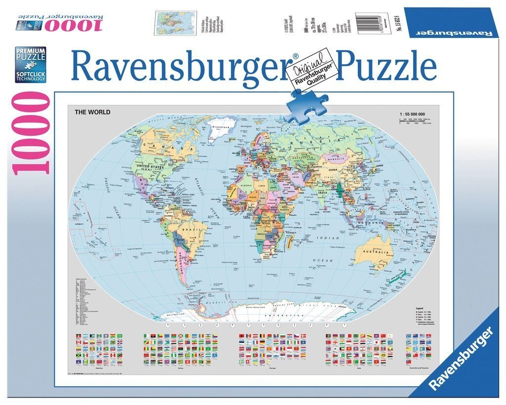 Ravensburger Puzzle 1000 Teile Ravensburger Puzzle Politische Weltkarte 15652, 1000 Puzzleteile