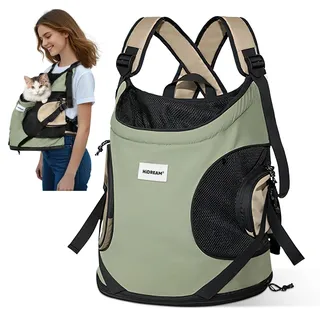 ALLSOPETS Hundetragerucksack, Tragbarer Haustiertragerucksack für Katzen Hunde Welpen, Integrierter Sicherheitsgurt, Ergonomisches Design, Atmungsaktiver Hunderucksack für Motorrad (Olivgrün)