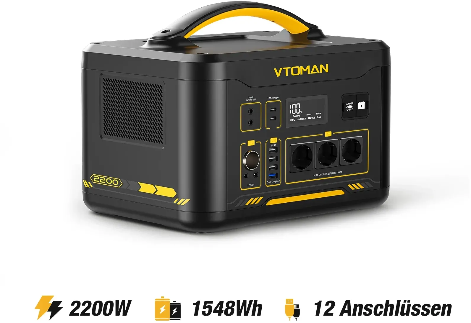 VTOMAN JUMP 2200/JUMP 1800 Tragbares Kraftwerk 828/1548 Wh LiFeP04 Batterie Solargenerator Solar für Zuhause Outdoor Camping