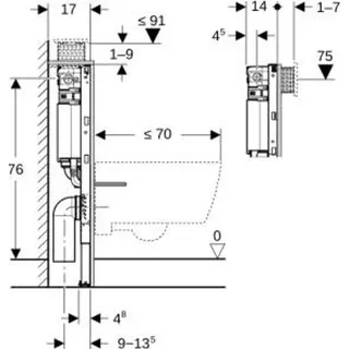 Geberit Duofix Element für Wand-WC, 82cm mit Omega UP-SPK 12cm