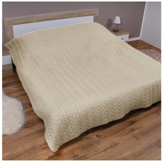 BestLivings Tagesdecke XXL (220x240 cm) mit wattierter Zwischenlage (Creme) Bettüberwurf - ÖKO-Tex 100, Sommerdecke gesteppt - Steppdecke, Wendedecke