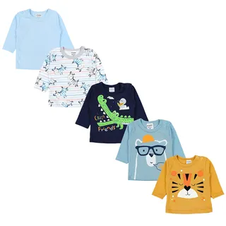 TupTam Baby Jungen Langarmshirt 5er Set, Farbe: Mehrfarbig 7, Größe: 74 - 74
