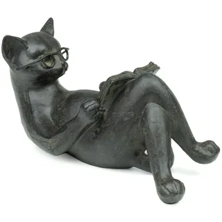 moritz Dekofigur Figur Katze 14x7,5 cm Kater Brille Buch Leseratte Geschenk Dekoration
