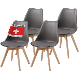 Albatros Esszimmerstühle 4er Set Grau Kunststoff, 49x81x43 cm, Esszimmer, Stühle,