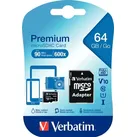 Verbatim microSDXC Speicherkarte, 64 GB, Premium, Class 10, U1, UHS-I 45MB/s, 300x, Adapter