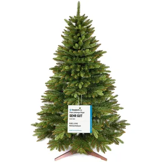 Premium Weihnachtsbaum künstlich 220cm - TESTSIEGER 10 Jahre GARANTIE - Naturgetreu, dichte Zweige, Künstlicher Weihnachtsbaum mit Holzständer – Tannenbaum künstlich von Pure Living
