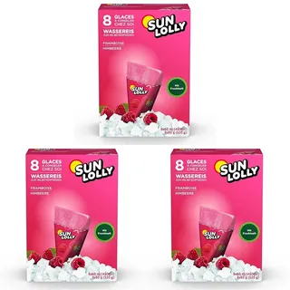 Sun Lolly Wassereis, Himbeere, 8 x 60 ml (Packung mit 3)