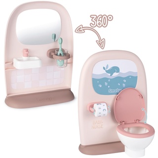 Smoby Baby Nurse Badezimmer - Für Puppen bis 42 cm - Körperhygiene kennenlernen - mit Waschbecken und Zahnbürste, für Kinder ab 3 Jahren