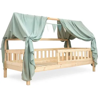 Ehrenkind® Kinderzimmer-Deko-Set: Betthimmel & Wimpelkette für magische Momente | Oeko-TEX Zertifiziert | Kinderzimmer Deko | Betthimmel Kinderzimmer, 120x200 Jade