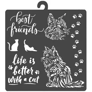Stamperia Malschablone Orchids and Cats, Best Friends, 20 cm x 25 cm weiß