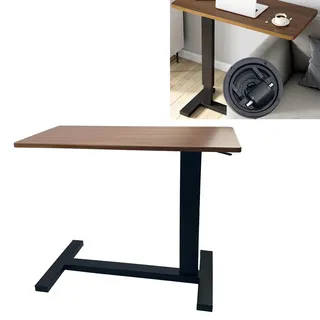 iMeshbean Beistelltisch Mobiler Laptoptisch mit Rollen, 80x40cm Höhenverstellbarer C-Form Tisch für Bett, Sofa und Büro, Stabiler Schreibtisch mit Metallgestell