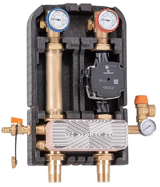Pumpenbaugruppe mit Plattenwärmetauscher zur Systemtrennung DN 25