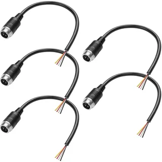 MEIRIYFA M12 4 Pin Aviation Connector Sensor Kabel, M12 A-Code 4 Pin to Pigtail Bare Wire Open End wasserdichtes Sensor Stromkabel - 22cm, 5Pack (4 Pin Stecker)