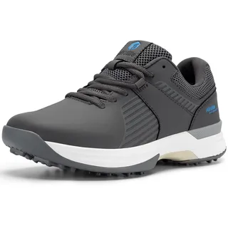 FitVille Herren SpeedEx Golfschuhe V4 Sneaker Extra Weit Walking Schuhe Leichte Bequeme Man Schuhe mit Schnürung atmungsaktive Trainingsschuh für Golf Sport Holzkohle Grau 42 EU Weit - 42 EU Weit
