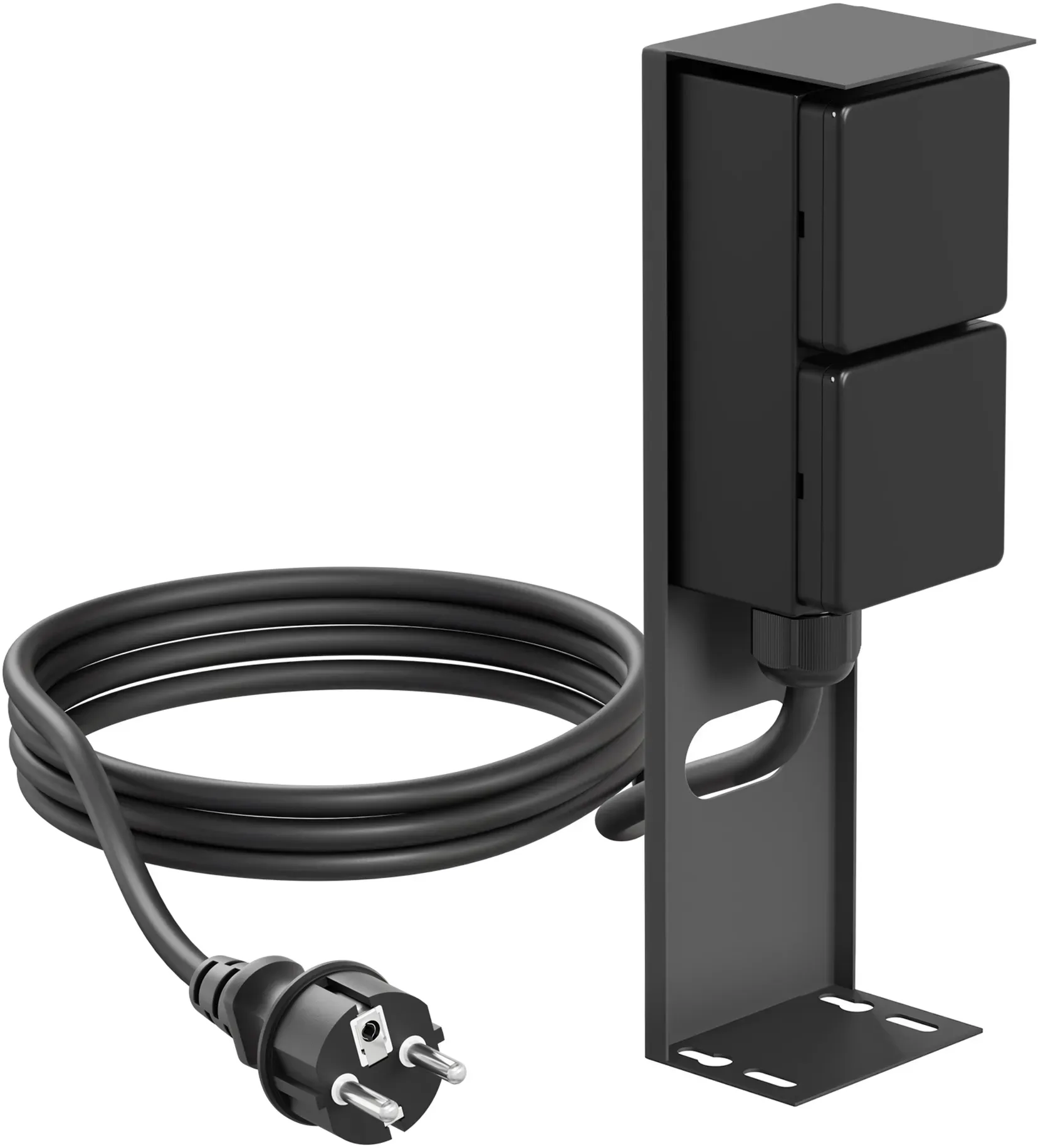 ledscom.de Garten Steckdosen-Säule PIWI mit 2m Kabel für außen, IP44, 2-fach, anthrazit