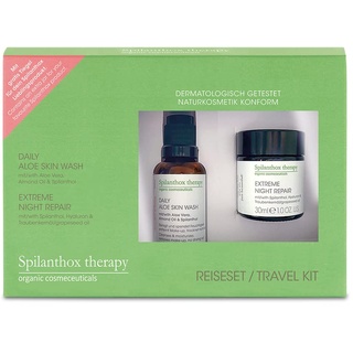 Spilanthox therapy - Reiseset - Travelkit mit Extreme Night Repair & Daily Aloe Skin Wash + Extra Tiegel jeweils 30ml - Spilanthol, Hyaluronsäure & Aloe Vera - 100% Bio-Botox - vegane Naturkosmetik