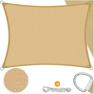 Kesser Sonnensegel Sonnenschutz Windschutz HDPE Gewebe wasserabweisend & windabweisend 5-Fach quer vernäht robust & stabil Schattenspender Rechteck