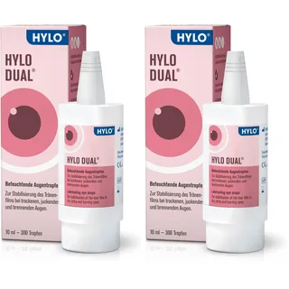 HYLO DUAL Augentropfen bei trockenen Augen mit Hyaluronsäure und Ectoin, 10 ml (Packung mit 2)