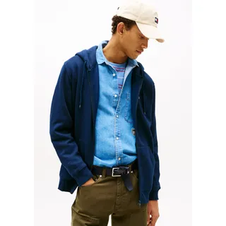 Tommy Jeans Sweatshirt »TJM REG S FLAG ZIP FLEECE THRU«, mit bestickten Markenlogo auf Brusthöhe TOMMY JEANS dark night navy