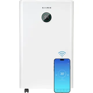KLAMER Luftentfeuchter elektrisch 25L, 180m3 Luftumwälzung pro Stunde, 440W starker Raumentfeuchter, Entfeuchter mit bis zu 5,5 Liter Fassungsvermögen