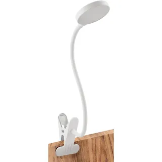 einlicht Halo LED-Klemmleuchte, Schwanenhals, 3-stufig dimmbar, warmweiß, 3,3W, 220-240A, weiß