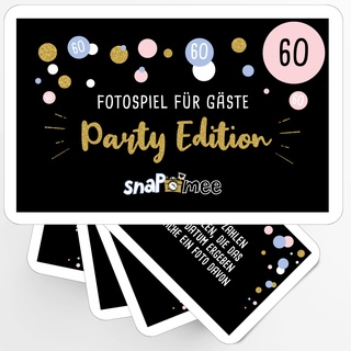 Fotospiel 60 Geburtstag by snaPmee - 50 Fotoaufgaben als Party-Spiel für Gäste - Geschenk-Idee Frauen & Männer - Gästebuch Ergänzung
