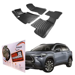 Trimak Passform-Fußmatten Oder Kofferraumwanne Oder Set, Toyota Corolla Cross ab 2020 Gummimatten Auto TPE Allwetter Fussmatten schwarz