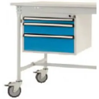 "Unterbaugehäuse - mobil - grau/blau - 3 Schubfächer - B500xT580xH360 mm - komplett - \"BASIS\""