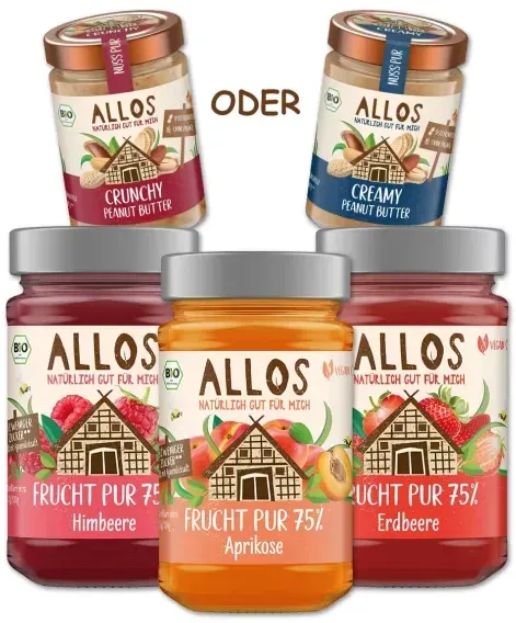 Allos Frucht Pur Fruchtaufstrich + Peanut Butter (3+1 Aktion)