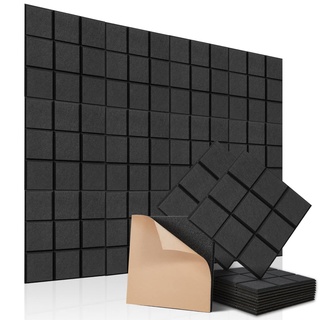 Quadratische Akustikplatten selbstklebend 12 Stück I Schallabsorber mit hoher Dichte für Wand Decken Holz & Tür - Akustikpanel Akustikpaneele Schallschutzplatten Akustikplatte, Neun-Muster