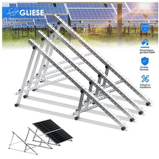 GLIESE Solarmodul-Halterung Solarmodule Halterung balkonkraftwerk halterung Neigungswinkel 0-90°, (bis 46 Zoll, 4-tlg., 118cm Solarmodule Halterung, für Balkon Flachdächern Garten Wohnmobile)