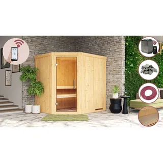 Sauna Saunakabine Innensauna MARLA 1 197x171cm +9kW-Bio Ofen HUUM Wifi Steuerung
