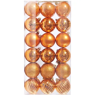 36 Stück kleine Mini Weihnachtskugeln Kunststoff, 3cm Weihnachtskugel Christbaumkugeln, Weihnachtsdeko Set, Weihnachtskugeln für Weihnachtsbaum, Hochzeit, Partys, DIY Dekoration, Orange