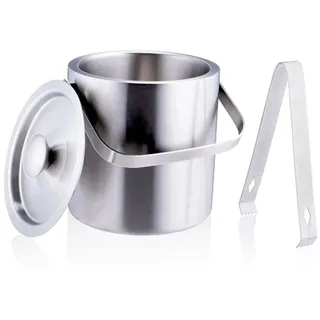 Edco EISEIMER mit Deckel & Eiszange 1,2L aus Edelstahl doppelwandig Eiskühler Eiswürfelbehälter Eiswürfelkühler Eiskübel 67