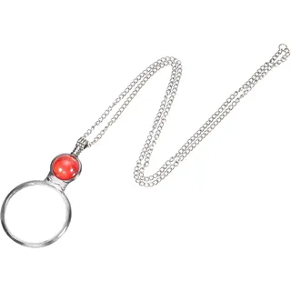 PATIKIL 3X Vergrößerungsglas Halskette, 1 Stück Vergrößerungsglas Anhänger 4,5 cm Durchmesser Glaslinse 80 cm Lange Kette für Frauen Lesen Geschenk Handwerk Schmuck Stickerei, Rot