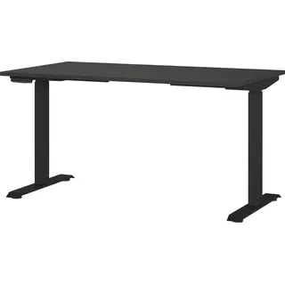 Germania Schreibtisch grafit rechteckig, T-Fuß-Gestell schwarz 140,0 x 80,0 cm