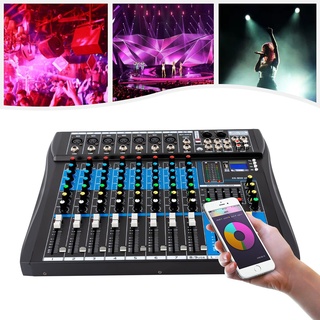 8 Kanal Audio Mixer Mischpult Bluetooth Mischer Equalizer LCD DJ Mixer mit USB für Karaoke DigitalAudio Mixer