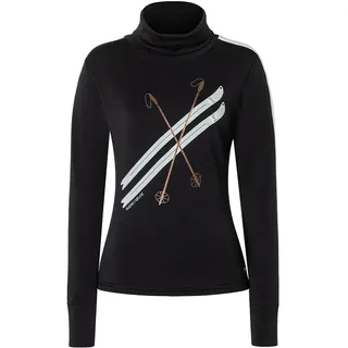 super.natural Damen Kryssede Ski Roll Neck Longsleeve (Größe S, schwarz)
