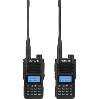 Retevis RA89 Amateurfunk, Hohe Leistung, IP68 Wasserdicht, Dualband, VFO, 2500 mAh Akku, Wiederaufladbares Walkie-Talkie Typ C(2 Stück, Schwarz) - Schwarz