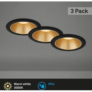 Di-Ka LED Einbauleuchte Fundu 3er Set schwarz-gold Ø 9,5 cm 4,9W, warmweiß