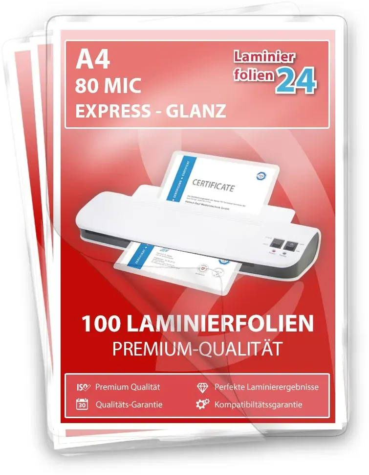 Laminierfolien A4, 2 x 80 Mic, glänzend, EXPRESS