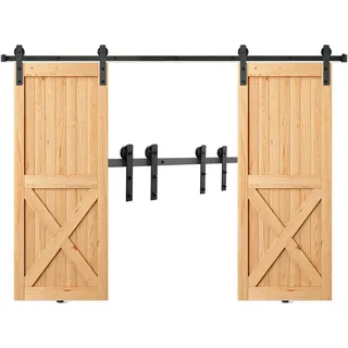 Vevor 244cm Schiebetürbeschlag I-förmig Schiebetürsystem mit 2-teiligen Schienen 150kg Tragfähigkeit Laufschiene Ideal für Schiebetüren mit Türstärke von 32-45mm, Türbreite von 1,12-1,32m